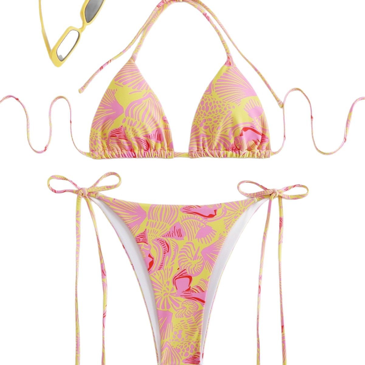 Damen Triangel-Bikini-Set mit seitlichen Schnürdetails R&B