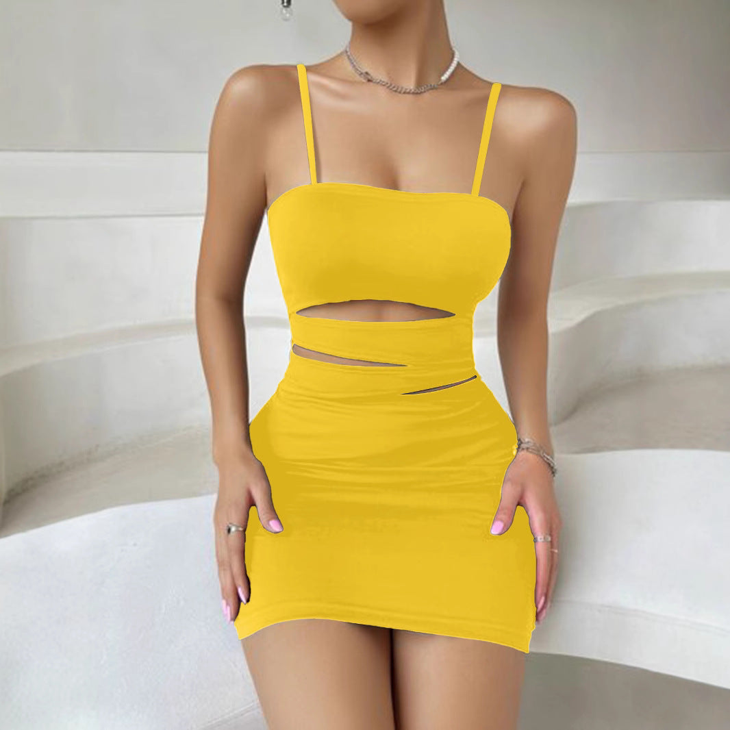 Damen Wickelkleid mit schmalen Spaghetti-Trägern und verführerischem Ausschnitt R&B