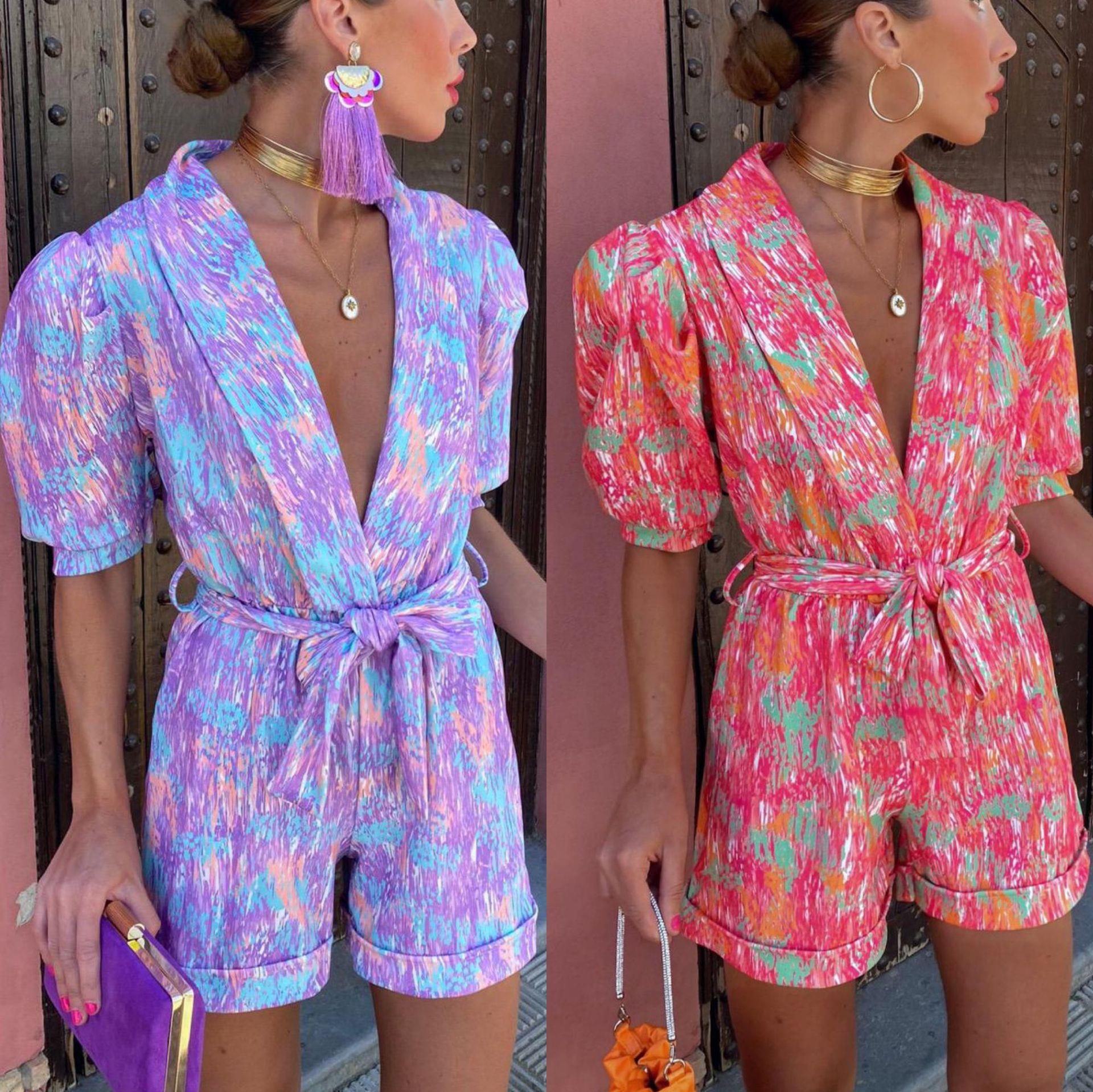 Damen LR&Bhaftes Print Lässiger Jumpsuit R&B