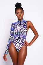 Damen Einteiler Surfanzug mit asymmetrischem Schnitt und modischem Tiermuster R&B