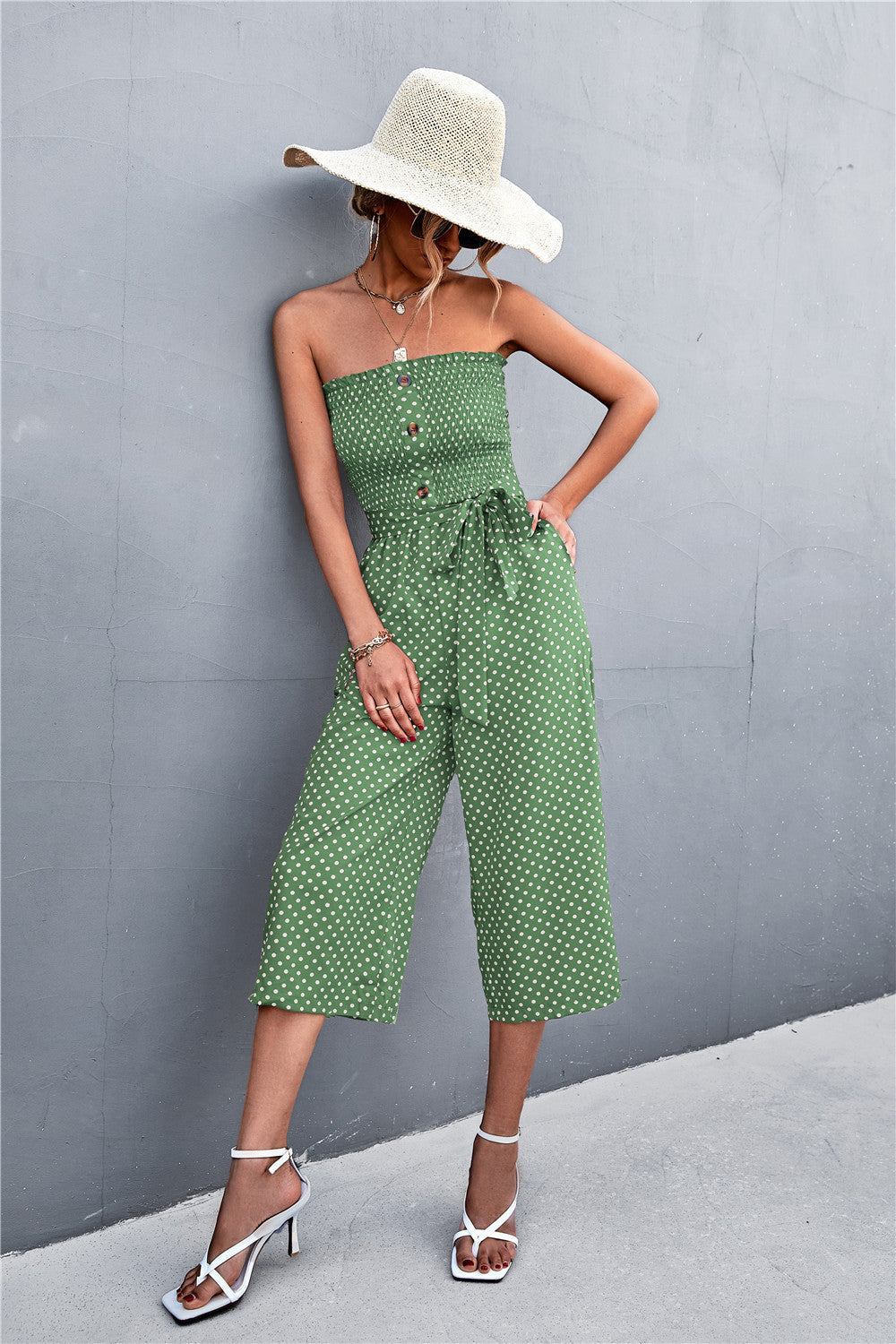 Damen Bandeau Jumpsuit mit lockerer Passform und Taschen R&B