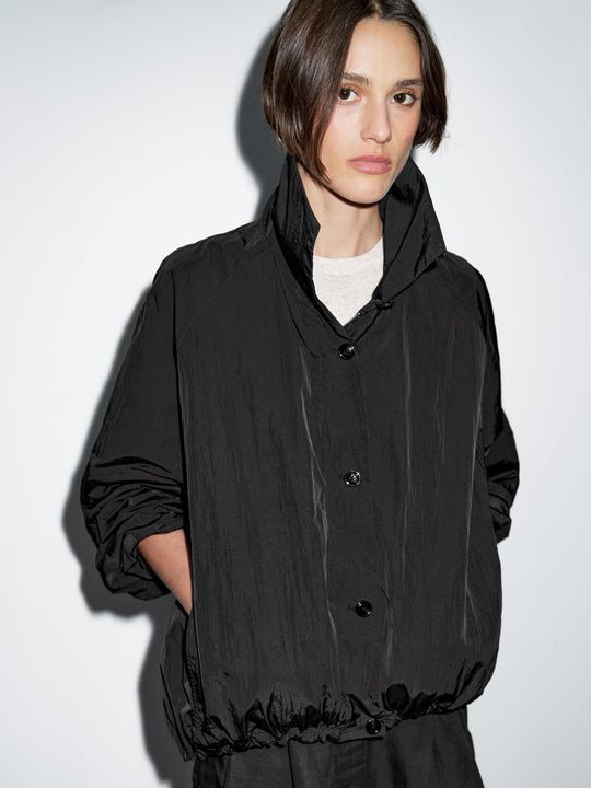 Damen Modische Kurzjacke mit hohem Kragen und elastischem Bund R&B