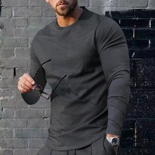 Herren hochwertiges Langarmshirt mit stylishem Rundhalsund und weicher Baumwollmischung R&B