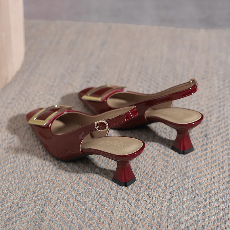 Damen Slingback-Pumps mit modischem Blockabsatz und eleganter Schnallenverzierung R&B