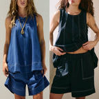 Damen lässiges Top und Shorts Set mit weitem Schnitt R&B