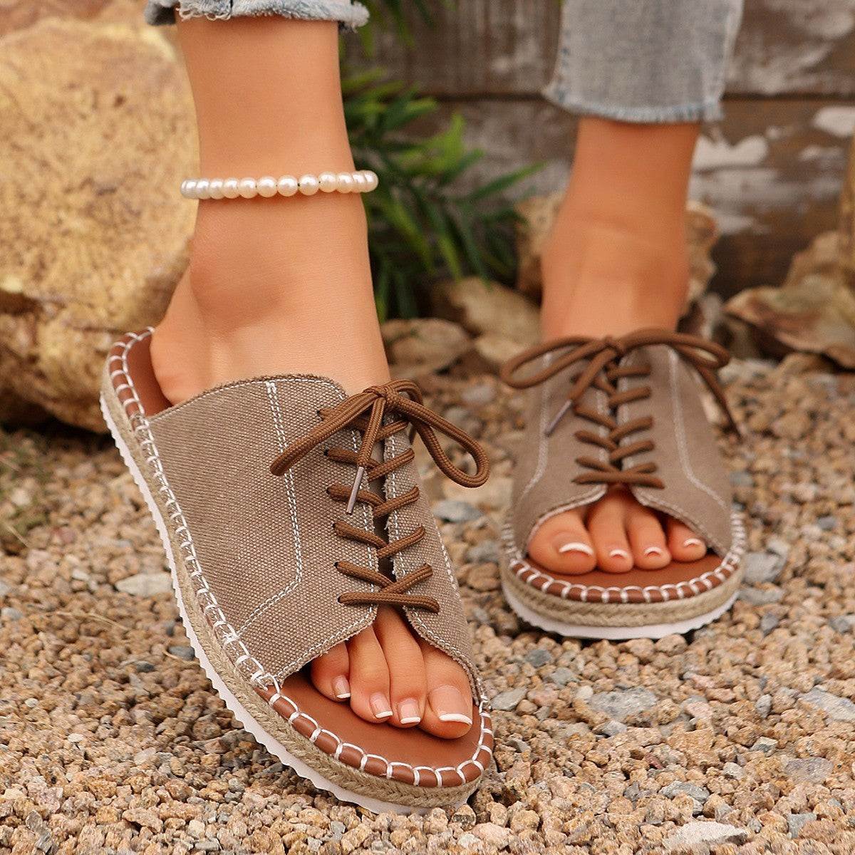 Damen Schnürsandalen im lässigen Design mit Komfortsohle R&B