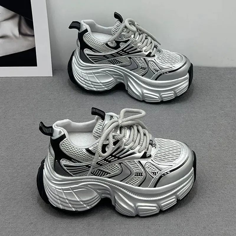 Damen Chunky Sneakers mit atmungsaktiver Netzstruktur und gepolsterter Sohle R&B