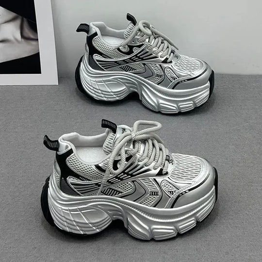 Damen Chunky Sneakers mit atmungsaktiver Netzstruktur und gepolsterter Sohle R&B