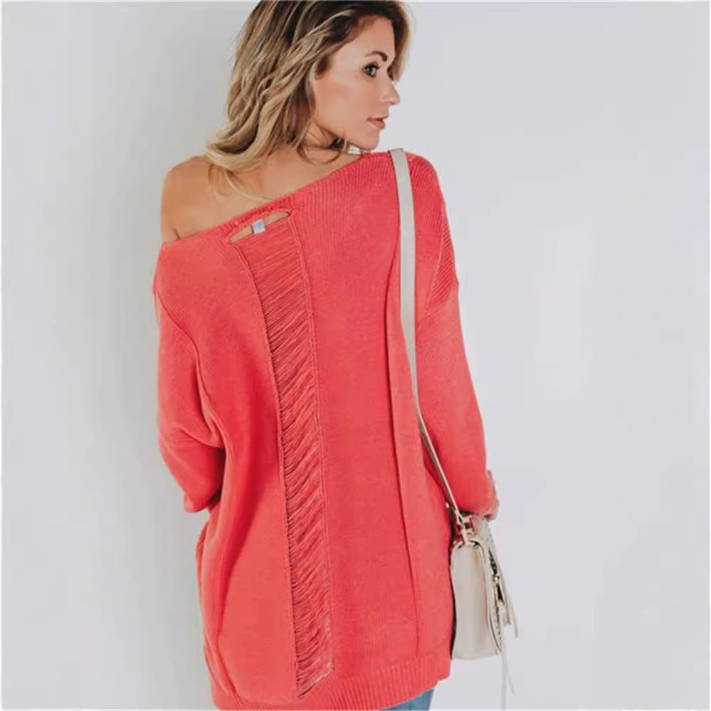 R&B | Strickpullover Übergröße Passform V-Ausschnitt Texturiertes Wolle Brusttasche
