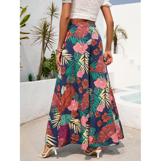 Damen Maxirock mit floralem Print und fließendem Stoff R&B