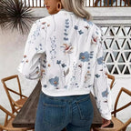 Damen Bomberjacke mit floralem Design und elastischen Bündchen