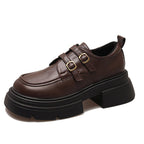 Damen modische Schnürschuhe mit eleganten Schnallen und robustem Plateau R&B