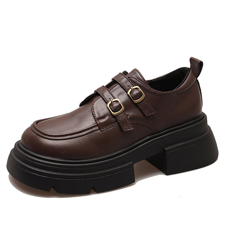 Damen modische Schnürschuhe mit eleganten Schnallen und robustem Plateau R&B