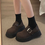 Damen Plateau-Schuhe mit modischem Riemen von