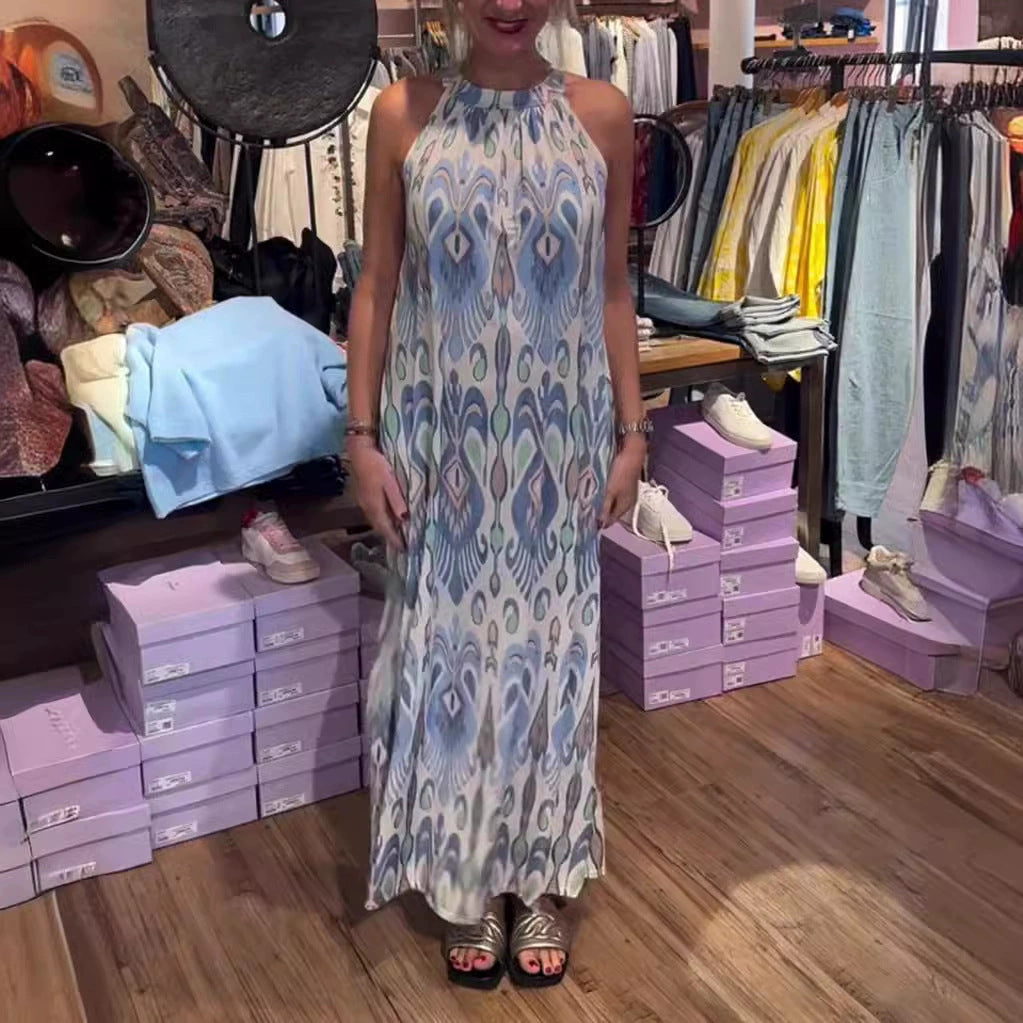 Damen Maxikleid mit raffinierter Wickeloptik und eleganter Musterung Heidi-Mode