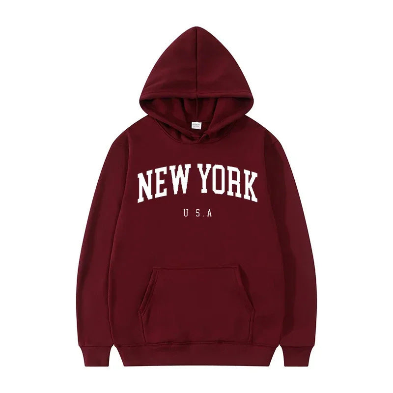 Damen Kapuzenpullover mit modischem New York Print und bequemer Passform R&B