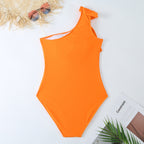 Damen Einteiler Badeanzug mit asymmetrischem Schnitt und modischem Wickelrock R&B