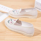 Damen bequeme Slip-On Espadrilles mit floralem Stickdesign