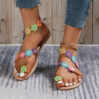 Damen Sommer Sandalen mit buntem Blüten-Design und rutschfester Sohle R&B
