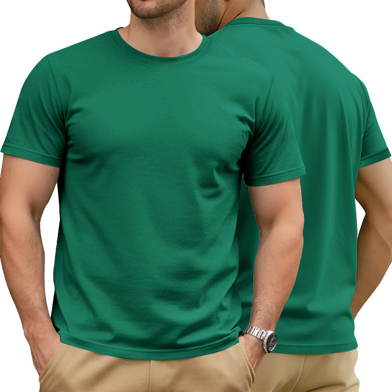 Herren nan Basic Kurzarm-T-Shirt aus hochwertigem Baumwollmix mit Rundhalsausschnitt, flachen Nähten und Regular Fit R&B