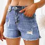 Damen Destroyed Denim-Shorts R&B