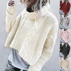 Damen kuscheliger Strickpullover mit Rollkragen und offenen Seiten