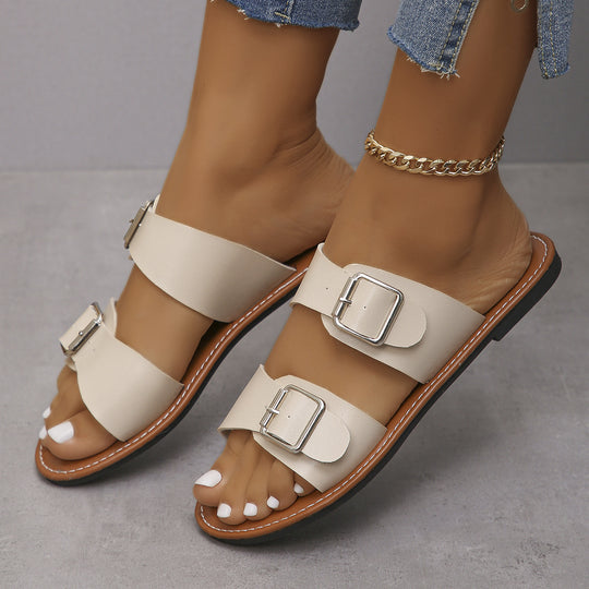 Damen elegante sandalen mit doppeltem Schnallenverschluss R&B