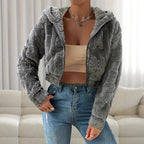 Damen Kuschelige Fleecejacke mit Reißverschluss und Kapuze R&B
