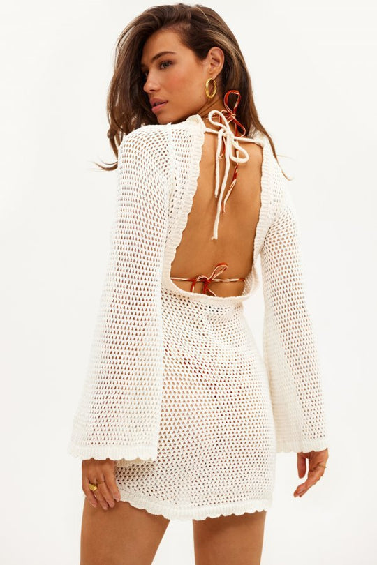 Damen gehäkeltes Crop-Top mit weitem Ärmel und lockerer Passform R&B