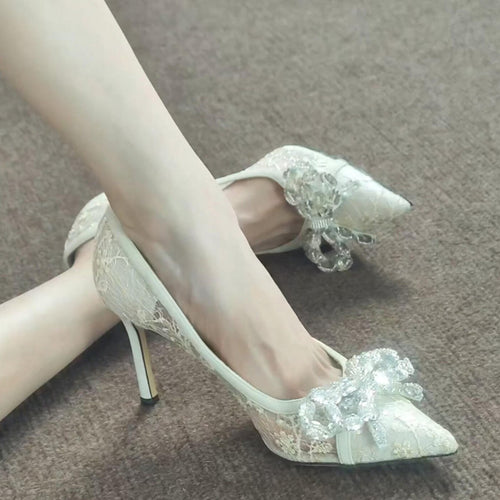 Damen elegante Pumps mit luxuriösem Strass-Detail R&B