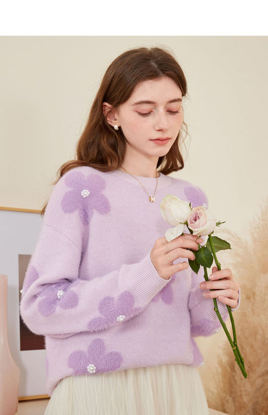 Damen Weicher Strickpullover mit strukturiertem Applikationsdesign R&B
