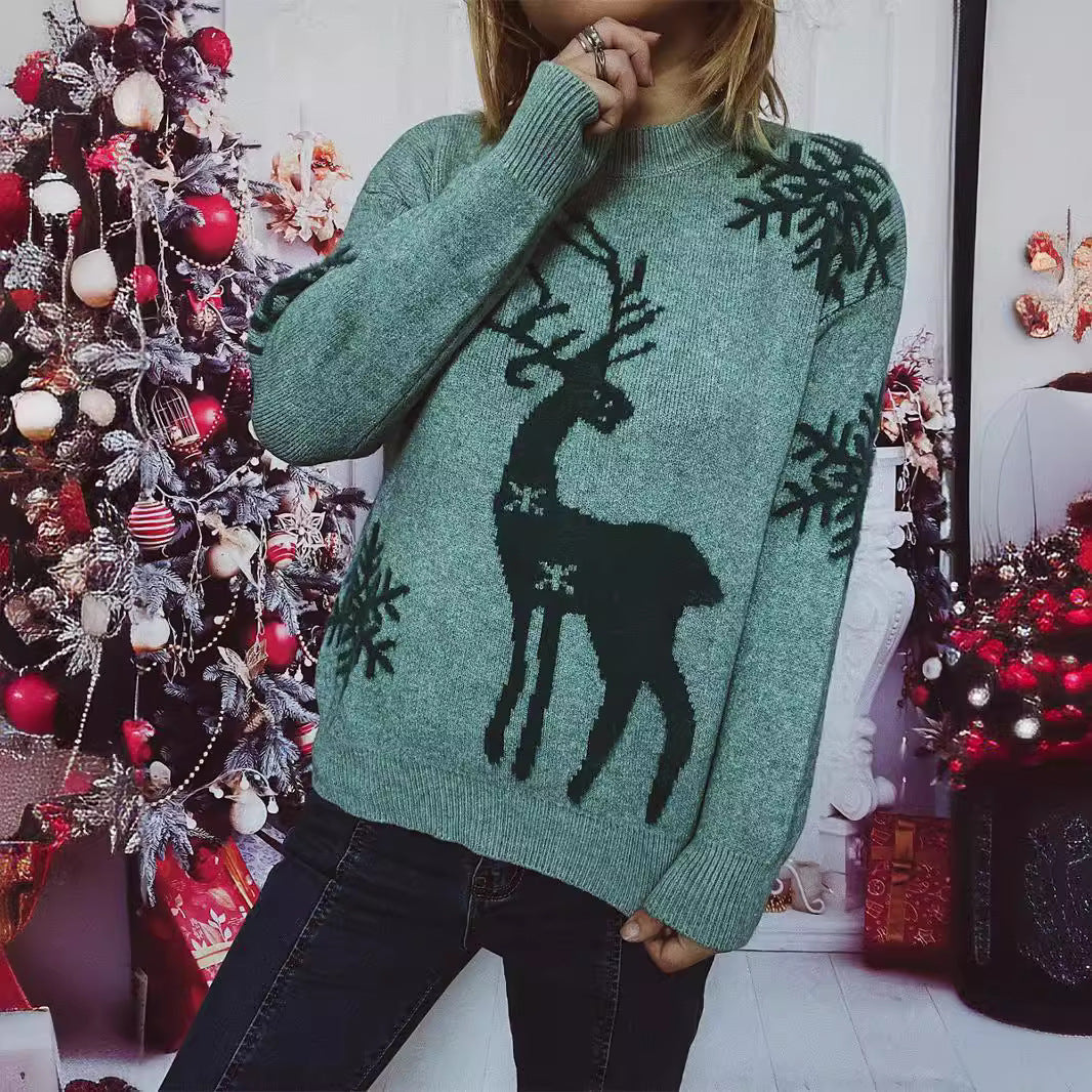 Damen Weihnachts-Pullover mit festlichem Rentiermotiv und angenehmem Schnitt R&B
