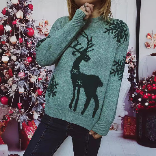 Damen Weihnachts-Pullover mit festlichem Rentiermotiv und angenehmem Schnitt R&B