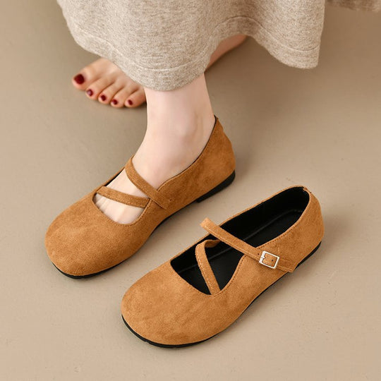 Damen Bequeme Ballerinas mit Querriemen und Schnallenakzent R&B