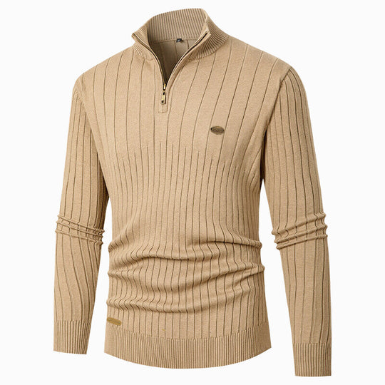 Herren Pullover mit modernem Reißverschluss und Rippenstruktur R&B