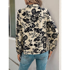 Damen Bluse mit floralen Motiven und eleganter Raffung R&B