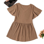 Damen Schickes V-Ausschnitt Kleid R&B