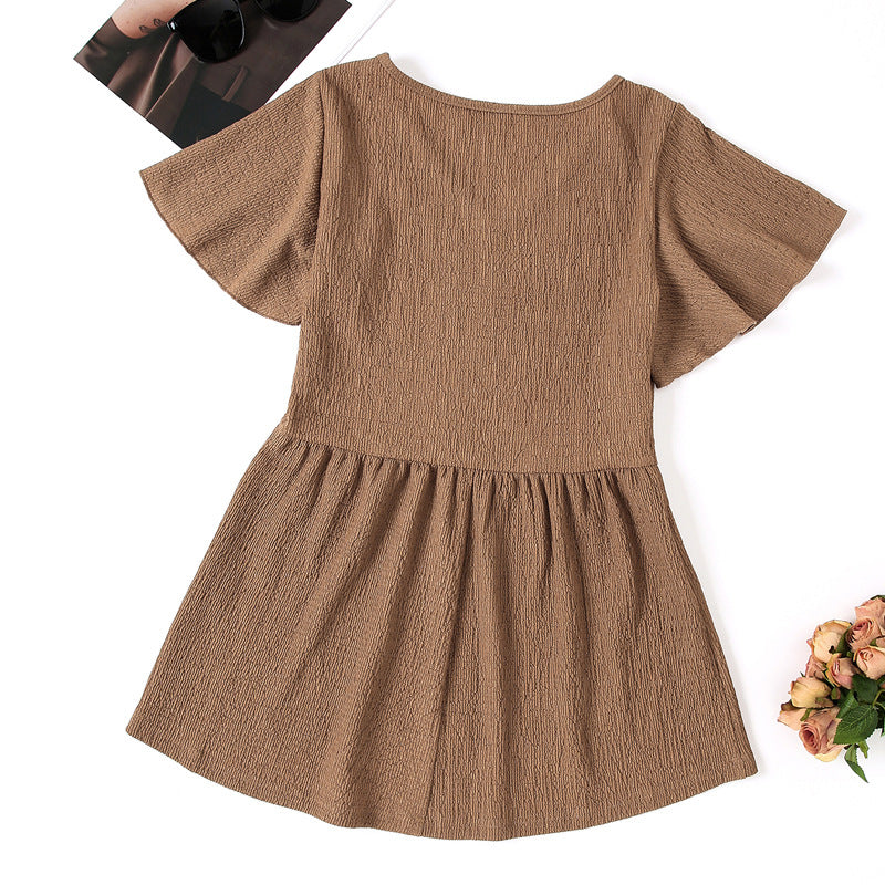 Damen Schickes V-Ausschnitt Kleid R&B