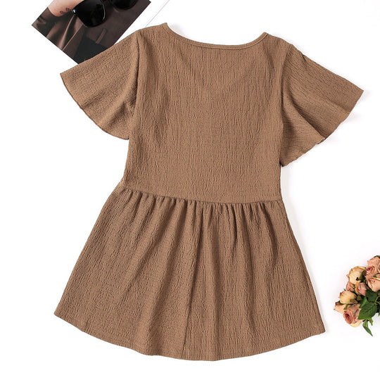 Damen Schickes V-Ausschnitt Kleid R&B