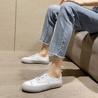Damen bequeme Slip-On Sneakers mit luxuriösem Satin-Obermaterial