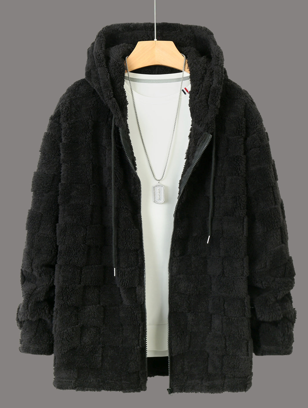 Damen Flauschige Fleecejacke mit Kapuze R&B