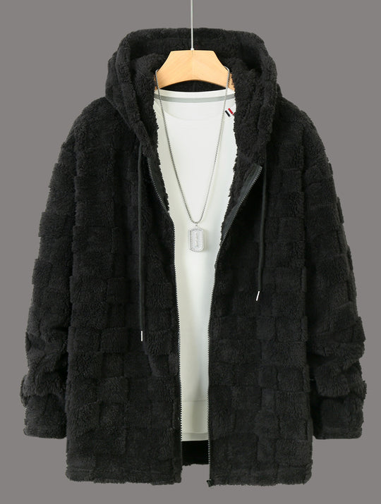 Damen Flauschige Fleecejacke mit Kapuze R&B