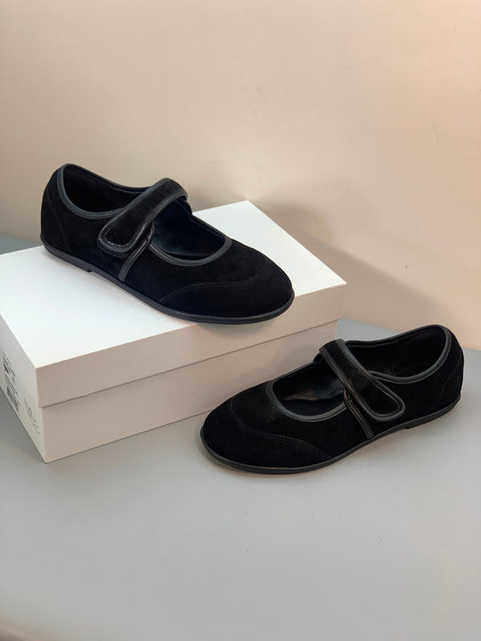 Damen Ballerinas mit verstellbarem Riemen und weichem Wildleder R&B