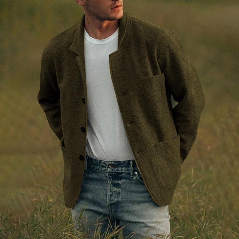Herren lässige Wolljacke mit modernem Schnitt und praktischen Taschen R&B
