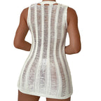 Damen Netzkleid im modernen Design mit dekorativem Strukturmuster R&B