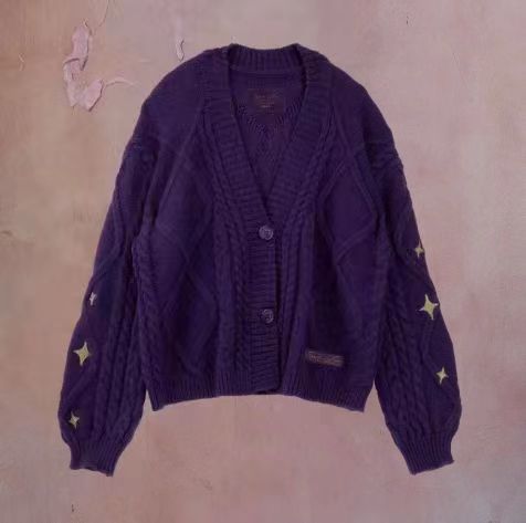Damen Grob gestrickte Cardigan mit dekorativen Sternen R&B