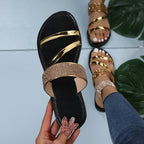 Damen Glitzernde Riemensandalen mit eleganter Zierde R&B