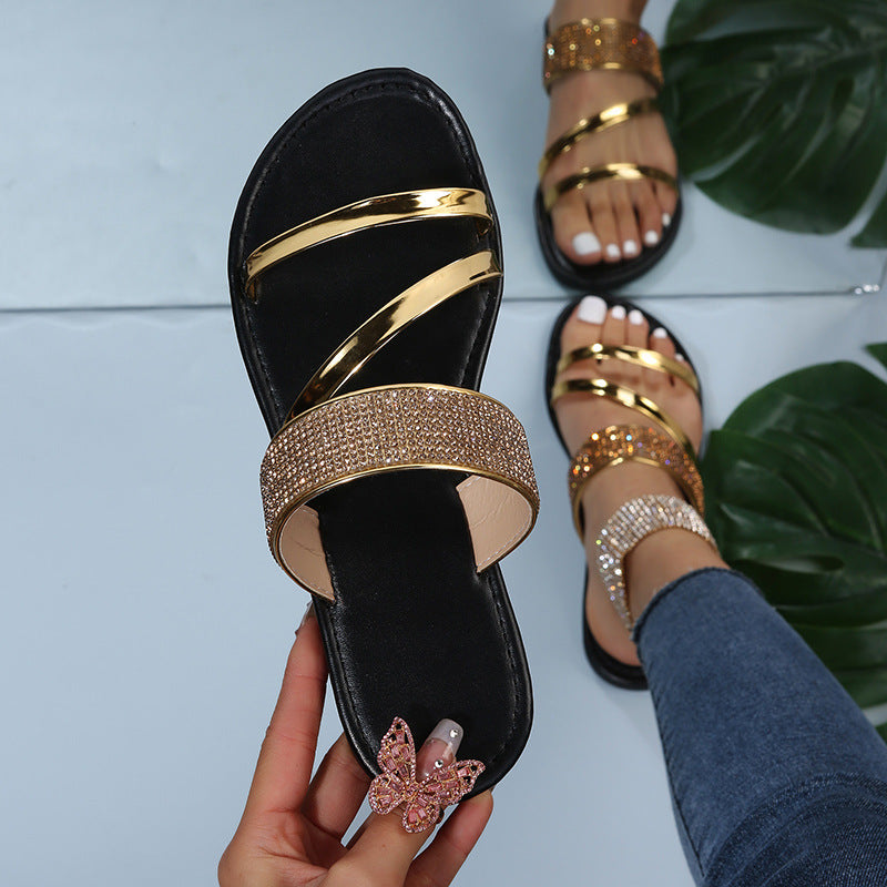 Damen Glitzernde Riemensandalen mit eleganter Zierde R&B