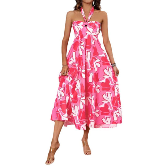Damen Maxi-Bustierkleid mit floralen Akzenten und elastischem Oberteil R&B