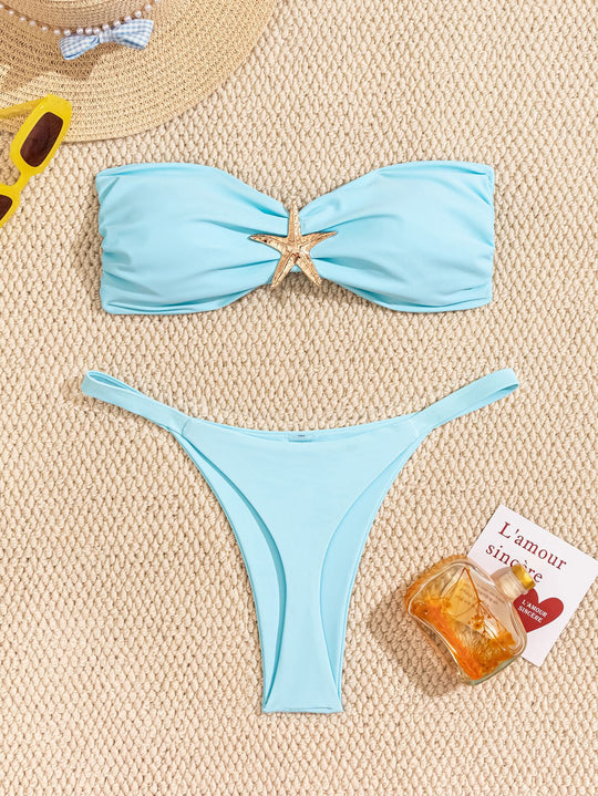 Damen Bandeau-Bikini mit elegantem Verschluss und modischem Design R&B